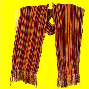 HAND WOVEN textile belt or scarf. Cotton bright bold colors